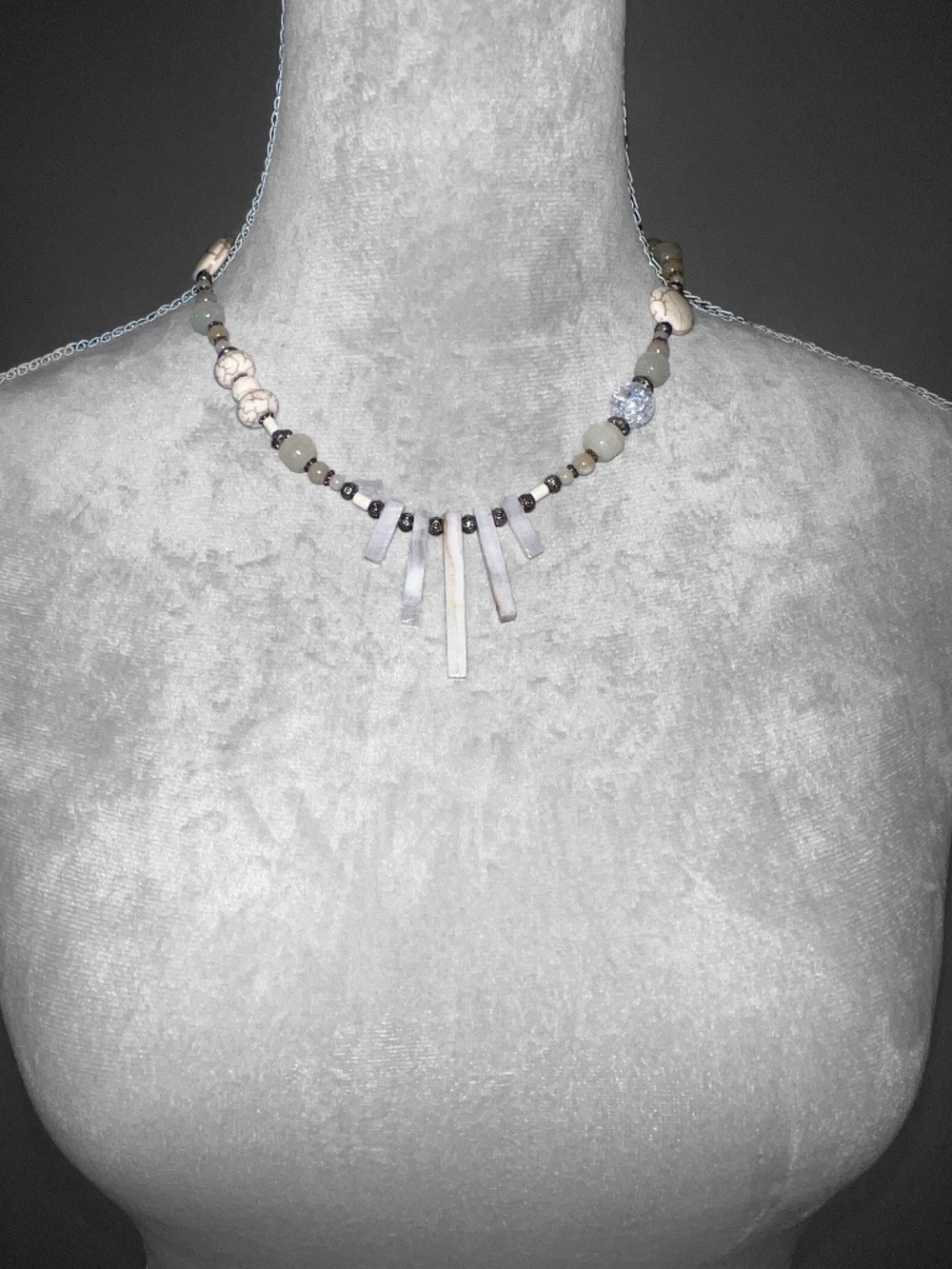 White Howlite & Selenite Necklace